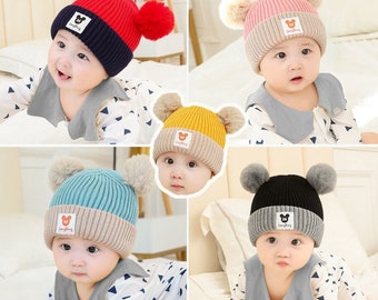 Unisex Cotton Wool Knit Hat Baby Fashion Mouse Cartoon Keep Warm Wind Protective Cover Outdoor Gift Cute