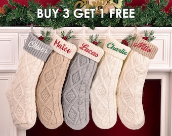 2026 Embroidered Christmas Stocking, Knitted Family Stocking, Personalized Xmas Stocking with Name,Holiday Stockings,Christmas Family Gifts