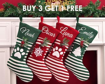 2026 Embroidered Christmas Stocking, Knitted Family Stocking, Personalized Xmas Stocking with Name,Holiday Stockings,Christmas Family Gifts
