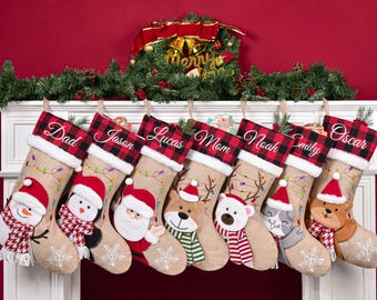 2026 Embroidered Christmas Stocking, Knitted Family Stocking, Personalized Xmas Stocking with Name,Holiday Stockings,Christmas Family Gifts