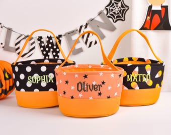 Custom Embroidery Trick or Treat Bag, Halloween Basket, Trick or Treat Bucket, Halloween Tote, Halloween Basket, Gift for kid,Halloween Gift