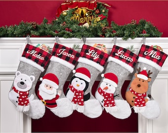 2026 Embroidered Christmas Stocking, Knitted Family Stocking, Personalized Xmas Stocking with Name,Holiday Stockings,Christmas Family Gifts