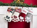 2026 Embroidered Paw Christmas Stocking, Cat Stocking, Custom Pet Xmas Stocking with Name,Dog Stockings,Christmas Family Gifts