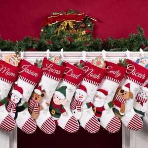 2026 geborduurde kerstsok, gebreide familiesok, gepersonaliseerde kerstsok met naam, vakantiesokken, familie kerstcadeaus