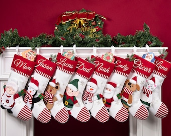 2026 Embroidered Christmas Stocking, Knitted Family Stocking, Personalized Xmas Stocking with Name,Holiday Stockings,Christmas Family Gifts