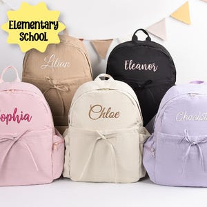 Personalized Embroidery Kids Backpack, Custom Primary school Kids School Bag,Monogram Backpacks for Girls Bow,Birthday Gifts,Back to School
