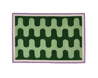 Wave Pattern Hand Tufted  Wool Rug, Hand Tufted Geomagnetic Pattern Rectangular Rug For Living Room , Kids Room Bedroom