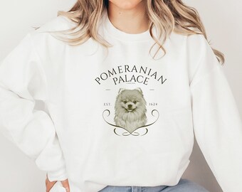 Pomeranian Palace T-Shirt - Süßes Hunde-Liebhaber-T-Shirt - Freizeitkleidung - Perfektes Geschenk für Pomeranian-Besitzer - Klassisches Unisex-Sweatshirt mit Rundhalsausschnitt