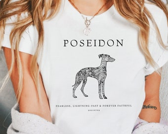 Personalized Whippet Graphic T-Shirt, Custom Name Design, Stylish Dog-Themed Apparel, Thoughtful Gift for Whippet Enthusiasts