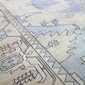 Alfombra persa anudada a mano de 2,7 x 4,9 m | Alfombra persa azul grisácea | Tamaños personalizados: 2,4 x 3,5 m, 2,7 x 3,6 m, 3 x 4,2 m | Alfombra de diseño tradicional | Alfombra de cocina