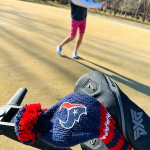 The Texans custom Golf Club Cover hand knit orange black gift Houston TX
