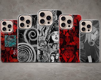 Cover per iPhone ispirata ai manga horror e agli anime gotici di Junji Ito.