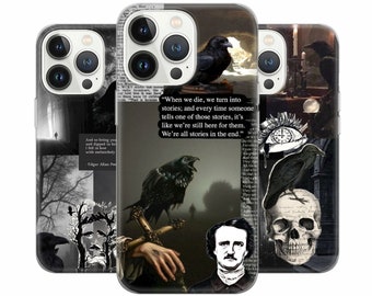 Edgar Allan Poe Phone Case Raven Cover for iPhone 15 14 13 12, Samsung S23 S22 A74 A54 A14, Pixel 8 Pro 7A