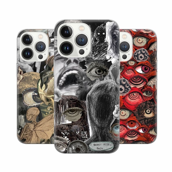 Grunge Eyeballs Phone Case Creepy eyes Cover for iPhone 15 14 13 12, Samsung S23 S22 A74 A54 A14, Pixel 8 Pro 7A