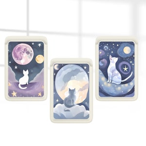 Carteira Magsafe Galactic Cat, carteira magnética lunar compatível com iPhone 15, iPhone 14, iPhone 13 SE Pro Max Plus
