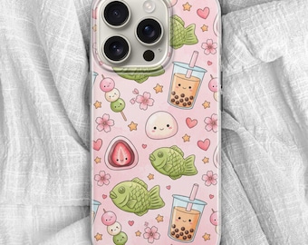 Custodia per telefono Kawaii coreano Street Food: design Taiyaki, Boba, Tteokbokki