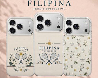 Custodia per telefono con design del Manila Club e motivo tennis filippino, protezione in gel TPU.