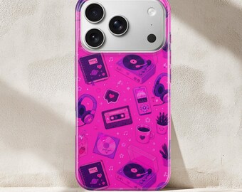Custodia per telefono Lofi Hip Hop Y2k Anime Neon Pink, cover flessibile in gel per iPhone, Pixel, Samsung