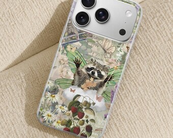 Fairy Raccoon Phone Case, Vintage Fairycore iPhone, Pixel, Samsung Cover