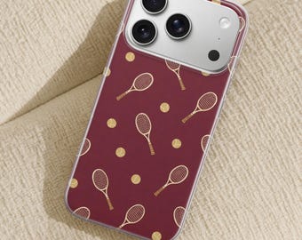 Custodia per telefono Retro Tennis Club, custodia protettiva in stile vintage marrone