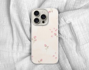 Custodia per telefono Shabby Chic con rose ad acquerello per iPhone e Samsung – Stile Coquette