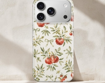 Cover per iPhone "Ragazza Pomodoro" estiva, motivo cucina italiana ad acquerello, stile civettuolo