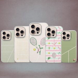 Minimalist Tennis Phone Case, Sage Blush Collection, Scandinavian Style