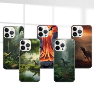 Jurassic Phone Case Dinosaur Cover for iPhone 16e, 15, 14, 13, 12, 11, Google Pixel 9 Pro, 8, 7A, Samsung S25 edge, S24 FE, A71, A36