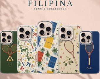 Custodia per telefono del Filipina Tennis Club, cover Tenniscore per iPhone e Samsung, custodia con racchetta vintage, regalo sportivo dalle Filippine