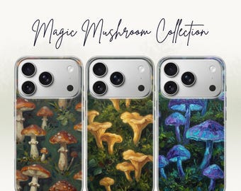 Custodia per telefono con funghi magici, cover in gel TPU in stile boho per iPhone, Pixel, Samsung