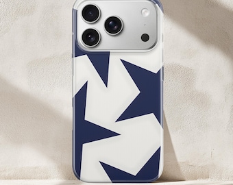 Y2K Navy Blue Star Phone Case Denim Pattern Cover for iPhone 17 16 15 14 Pro Max Samsung Galaxy S25 S24 Streetwear Gift