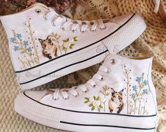 Tênis Converse Chuck Taylor dos anos 70 com bordado de gato personalizado