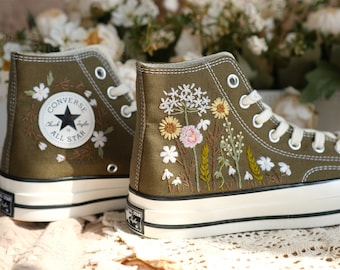 Custom Embroidered Converse Chuck Taylor 1970s: Floral Design