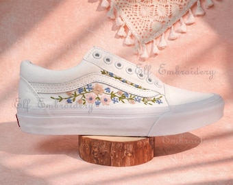 Custom Hand Embroidered Floral Vans: Bespoke Wedding Shoes
