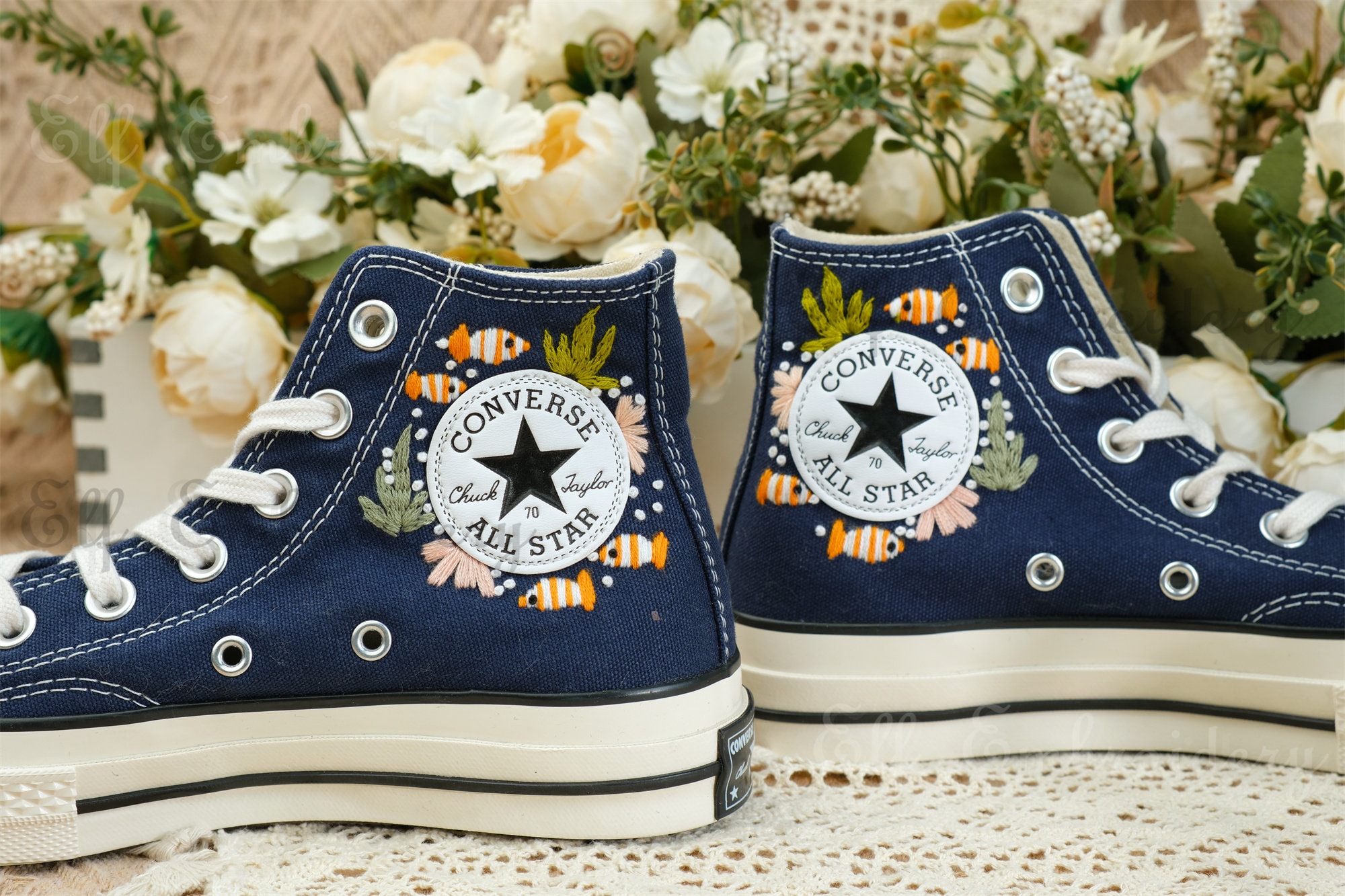 コンバース　SAILFISH Custom Marine Converse Embroidered Shoes, 1970s Converse