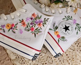 Custom Embroidered Converse 1970s: Floral Chuck Taylor Shoes