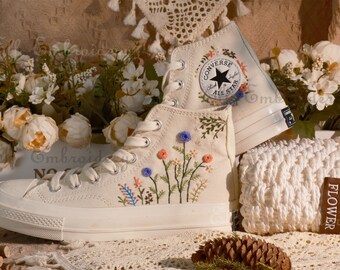Custom Embroidered Converse 1970s: Floral Chuck Taylor Shoes