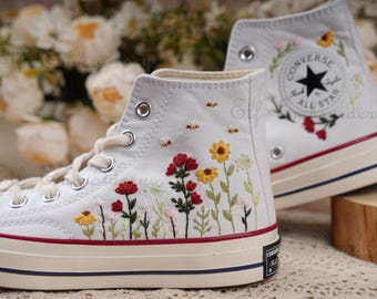 Custom Embroidered Converse 1970s: Floral Chuck Taylor Shoes