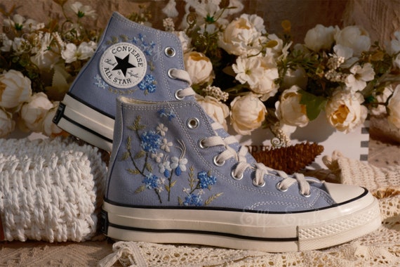 Custom Converse Embroidered Shoes 1970s Converse Chuck Taylor converse Custom Small Flower small Flower Embroidery Etsy