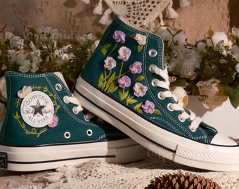 Custom Embroidered Converse 1970s: Floral Design Shoes