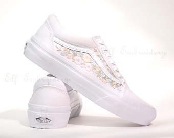 Custom Hand Embroidered Floral Vans: Bespoke Wedding Shoes