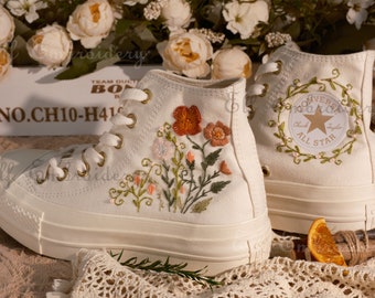Custom Embroidered Converse 1970s: Floral Design