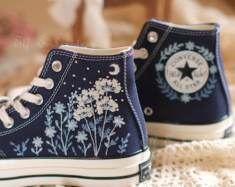 Custom Embroidered Converse Chuck Taylor 1970s: Floral Design