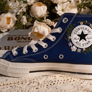 Custom Converse Embroidered Shoes,1970s Converse Chuck Taylor,Converse Custom Small Flower/Small Flower Embroidery image 6