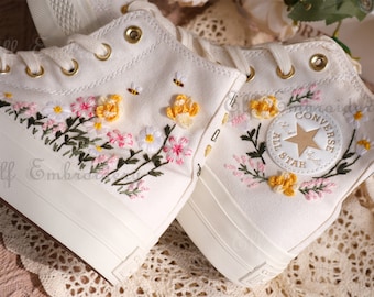 Custom Embroidered Converse Chuck Taylor 1970s: Floral Design