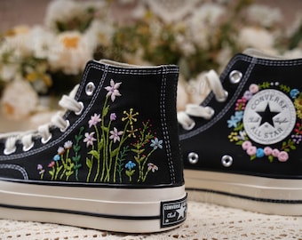 Custom Embroidered Converse 1970s: Floral Design Shoes
