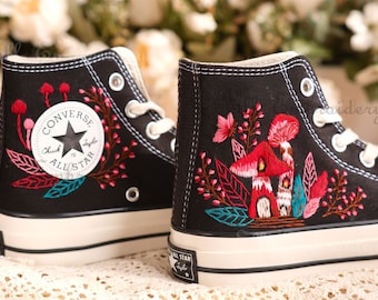 Embroidered Mushroom Converse: Custom 1970s Chuck Taylor Shoes