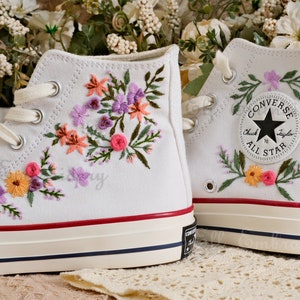 Custom Converse Embroidered Shoes,1970s Converse Chuck Taylor,Converse Custom Small Flower/Small Flower Embroidery image 6