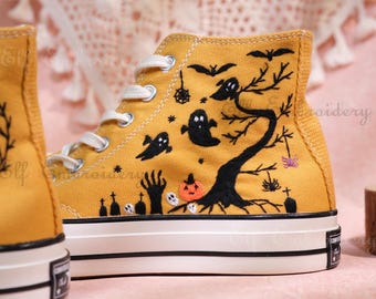 Halloween Embroidered Converse Sneakers / Custom Converse Sneakers / Custom Pumpkin / Ghost Embroidery / Halloween Gifts