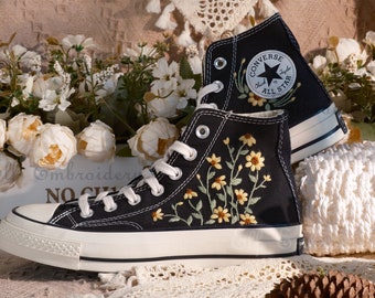 Custom Embroidered Converse 1970s Chuck Taylor Shoes: Floral Design